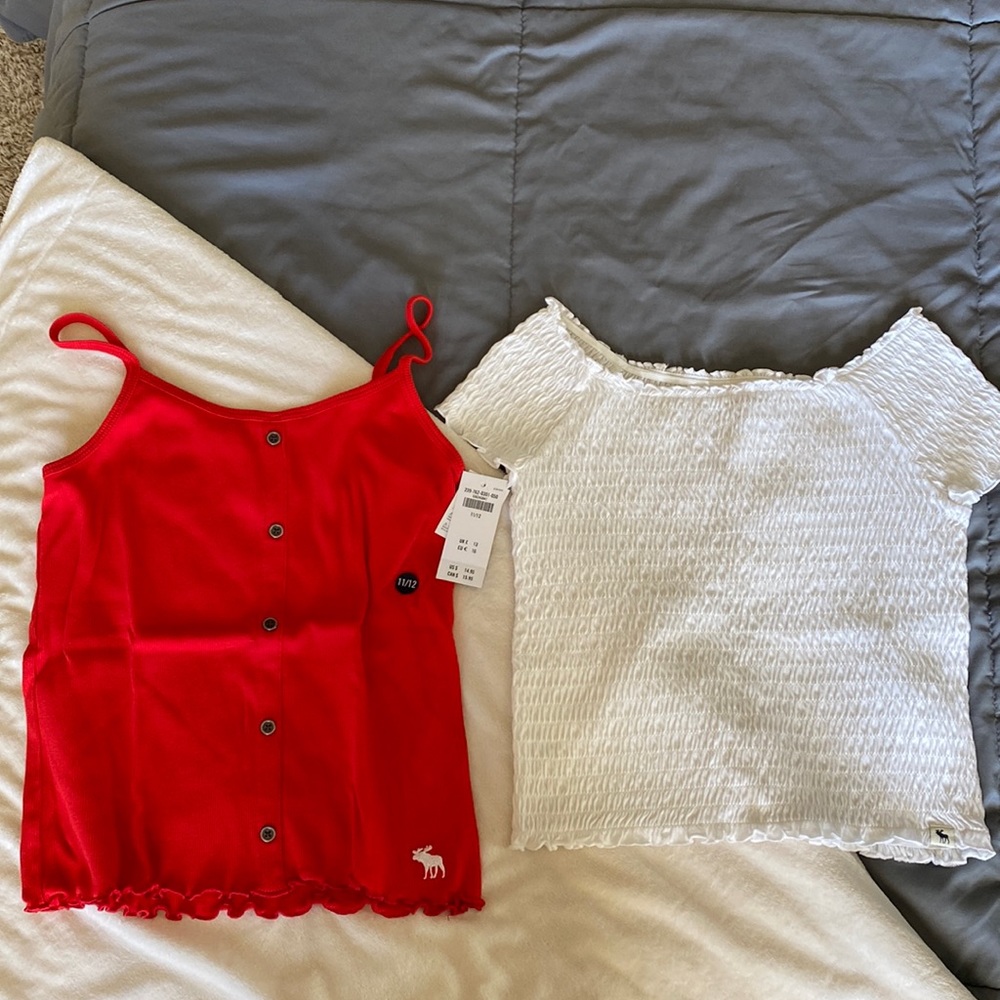 Abercrombie Kids tank top and off the shoulder scrunched top